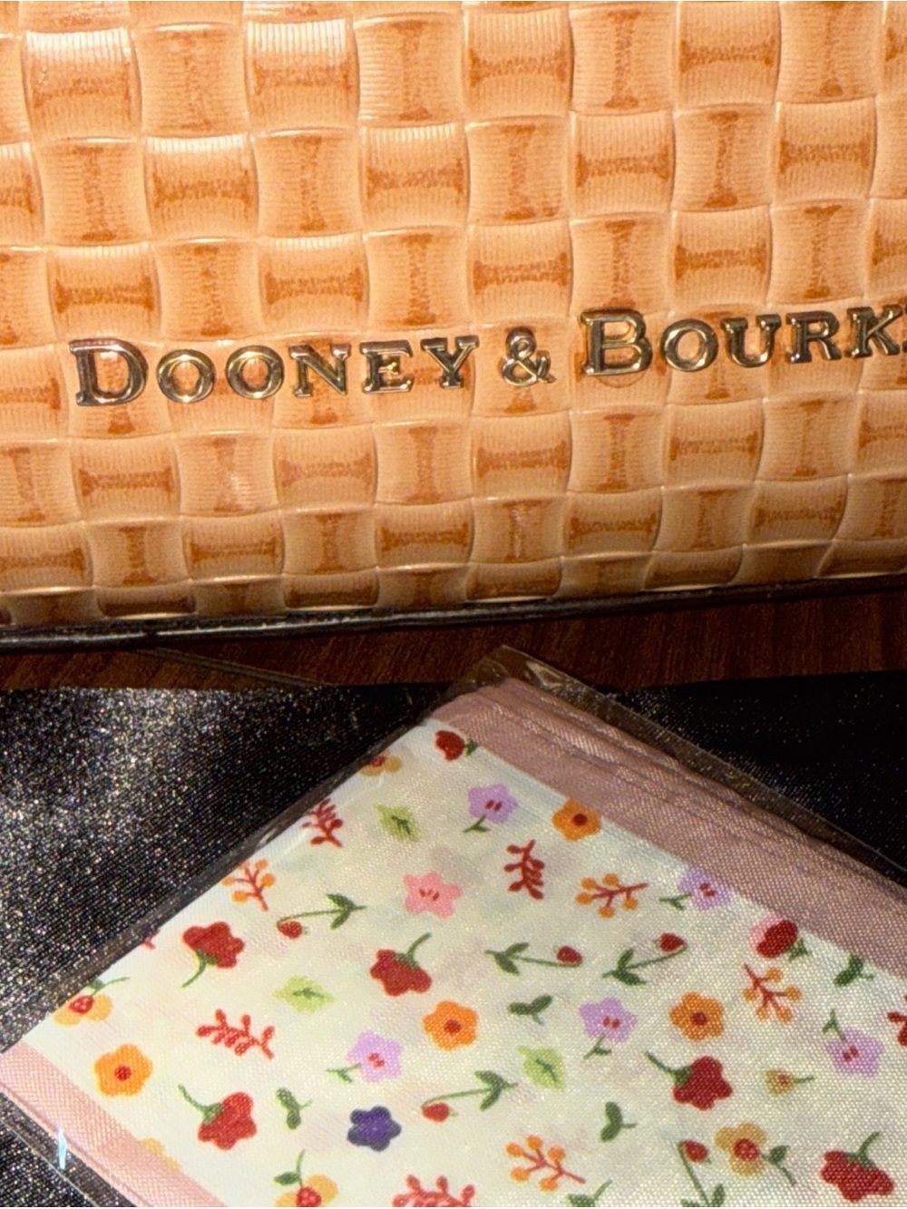 Dooney & Bourke Tan Woven Tote with Dark Brown Trim - Picture 16 of 16